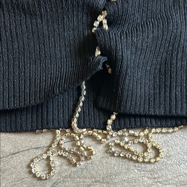 Bershka Black Crop Tank Top with Tie Front - Image 4
