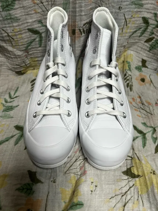 Converse CTAS Lugged Hi White Pebbled Leather High Top Platform Women’s Shoes - Image 6