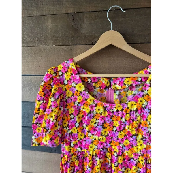 Vintage 70s Handmade Floral Puff Sleeve Maxi Dress Empire Waist Cottagecore - Image 14