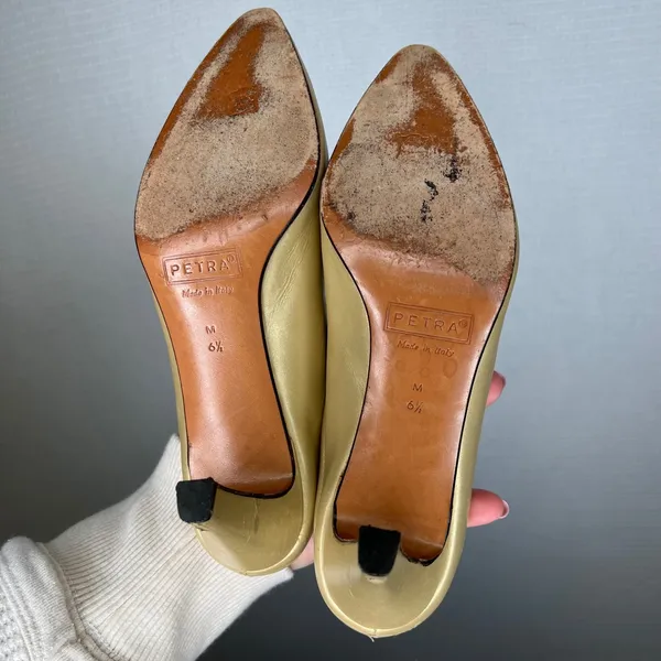 Petra Gold Metallic Leather Pointed Toe Mules Made in Italy Womens‎ 6.5 M - Image 5