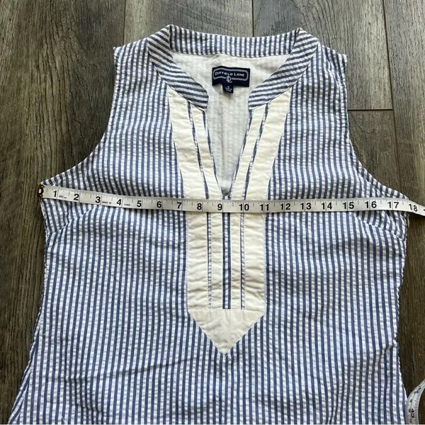 DUFFIELD LANE Grand Dress in Blue Seersucker Size Small - Image 8