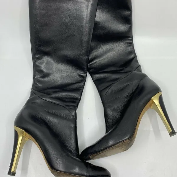 JIMMY CHOO Black Leather Knee high boots 7.5 - Image 12