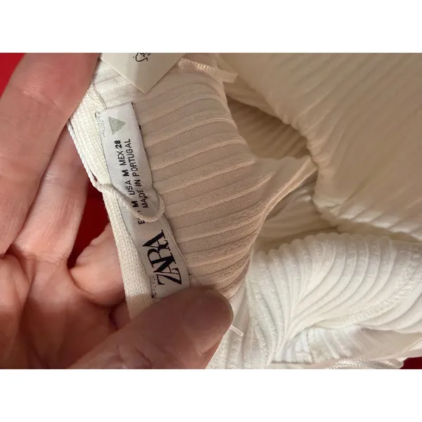 Zara One Shoulder Ribbed Knit Tank Top NWT Cream Minimalist Medium‎ - Image 6