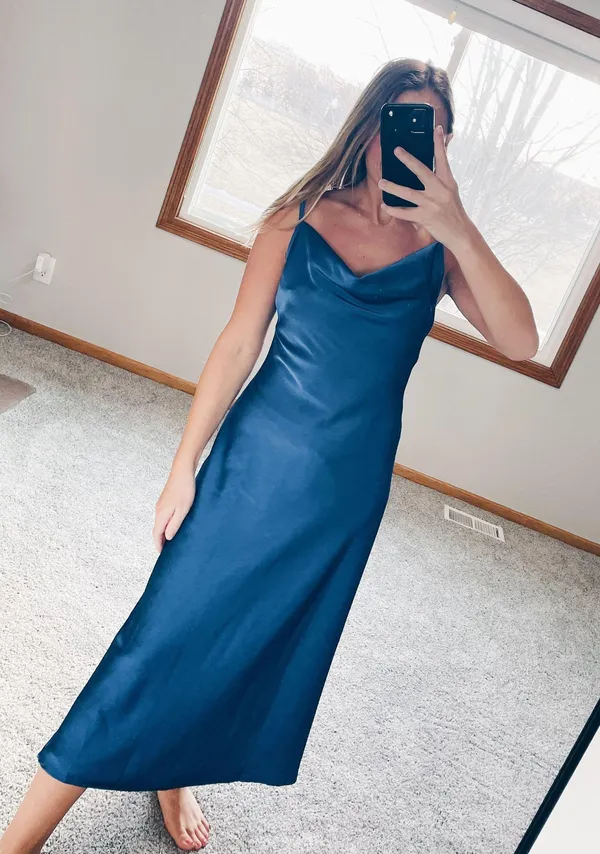 Blue Silky Dress - Image 3