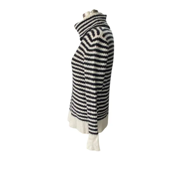 Banana Republic Italian Filpucci Yarn Turtleneck Sweater Small Black Beige⁠ - Image 4