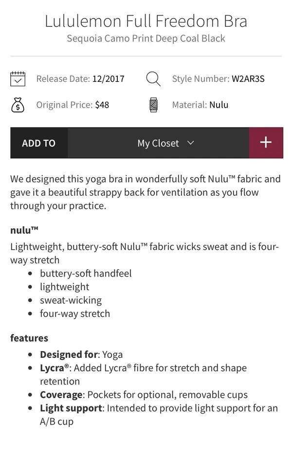 Lululemon Full Freedom Bra Sequoia Camo Print Deep Coal Black 4 - Image 9