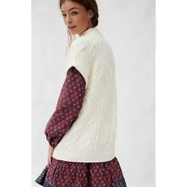 Anthropologie MAEVE Cybil Cable Sweater Vest Chunky Knit Size Small XS S - Image 2