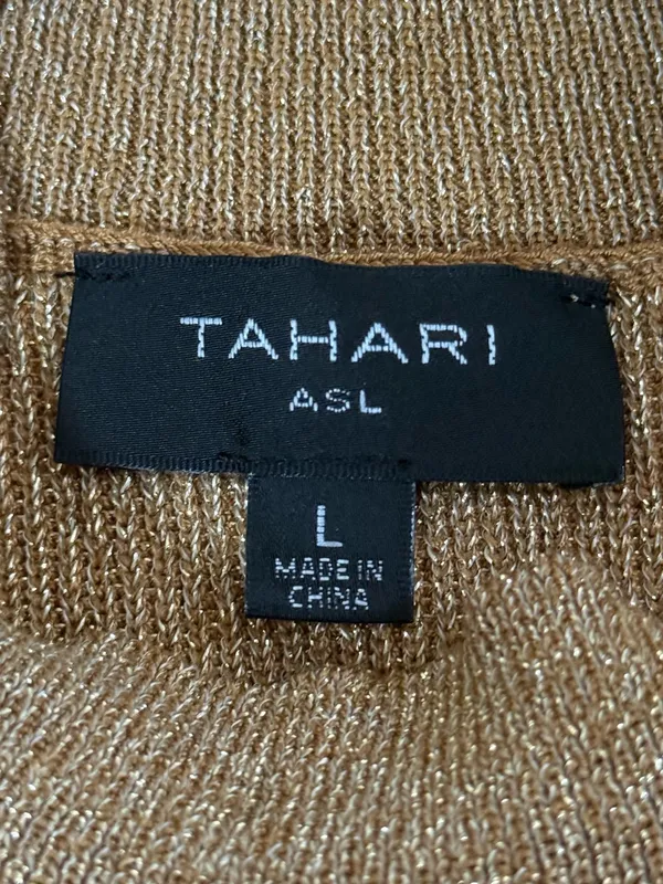 Tahari ASL Camel/Gold Sleeveless Mock Neck Sweater Size 8 NWT Sophisticated Boho - Image 4