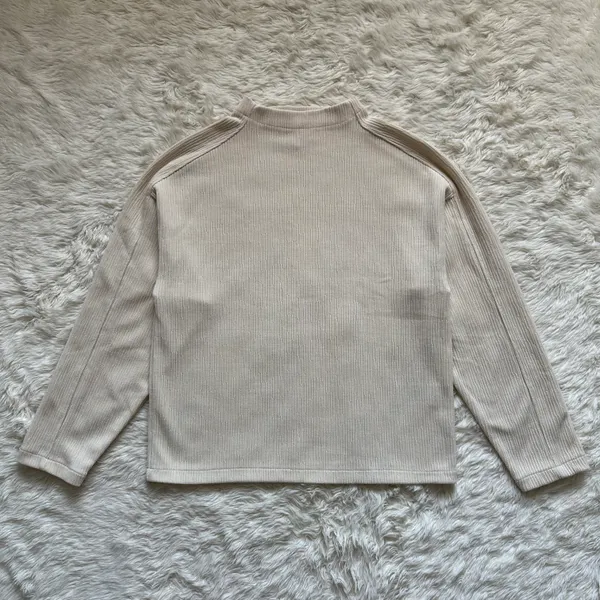 Madewell Top Striped Jacquard Funnelneck Long Sleeve Cream XS - Image 5