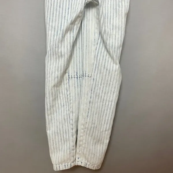 Faherty Overalls Topsail Railroad Stripe Faded Light‎ Wash Blue White Women XS - Image 8