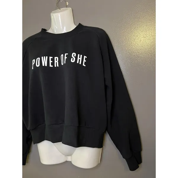 Athleta Sweatshirt Womens Medium Black Power Of She Fleece Raglan Pullover - Image 4