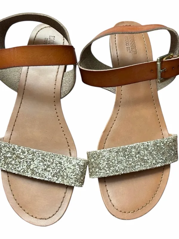 Mossimo Supply Co Gold Glitter Brown Ankle Strap Sandals Size 11 - Image 2