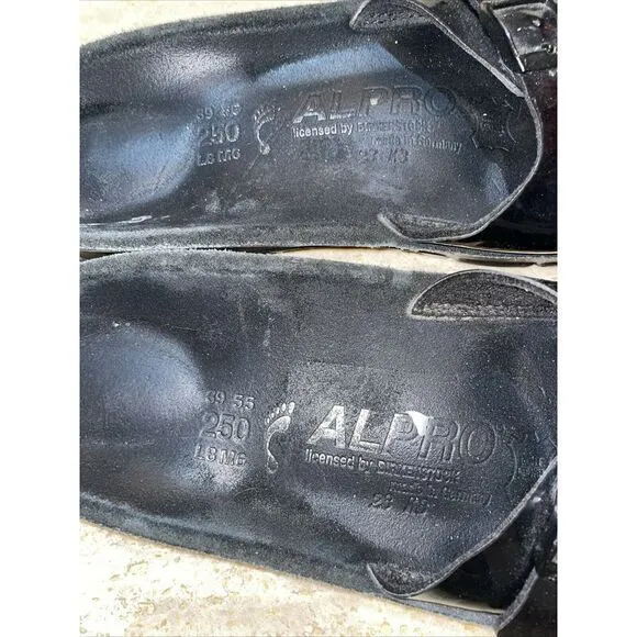 Birkenstock Alpro Black‎ Patient leather Sandals 39 L8 M6 - Image 4