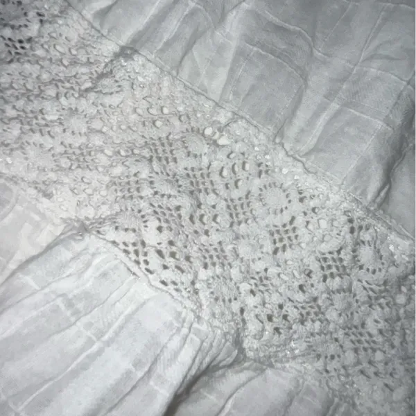 Knox Rose White Lace Trim Button Front Tiered Dress - Image 2