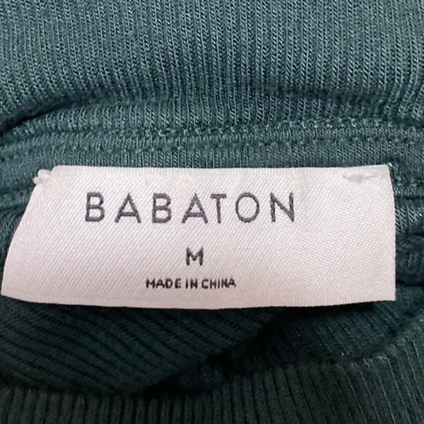 Aritzia Babaton Green Short Sleeve Ribbed Knit Mock Neck Sweater Crop Top Size M - Image 3
