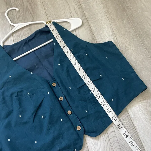 Sakhe Embroidered Vest button front crop womens Blue (xlarge) party ethnic work - Image 5