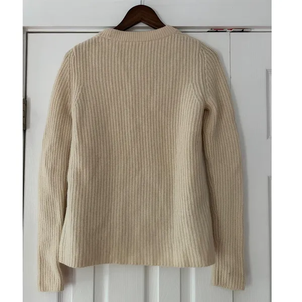 Theory Womens Wool Cashmere Ribbed Knit Crewneck Sweater‎ Cream Ivory Size M - Image 4