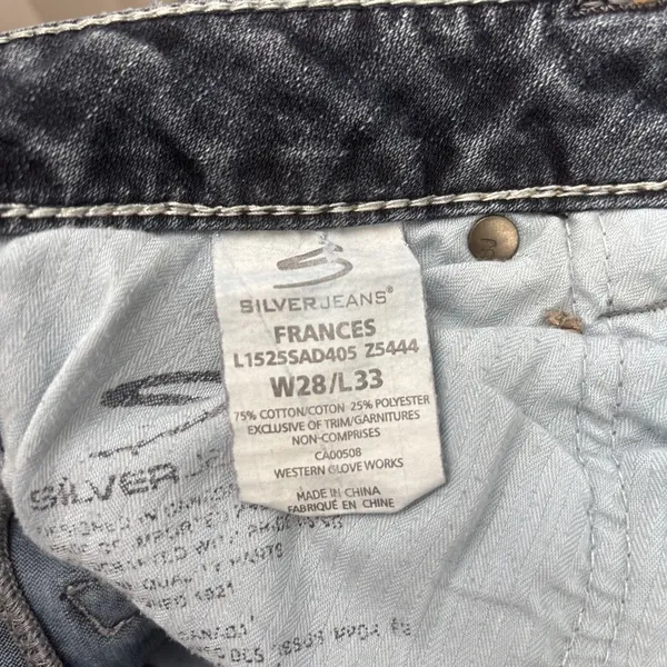 Silver Frances Jeans Size 28 33 Blue Denim Embroidered Pockets Bootcut Low Rise - Image 9