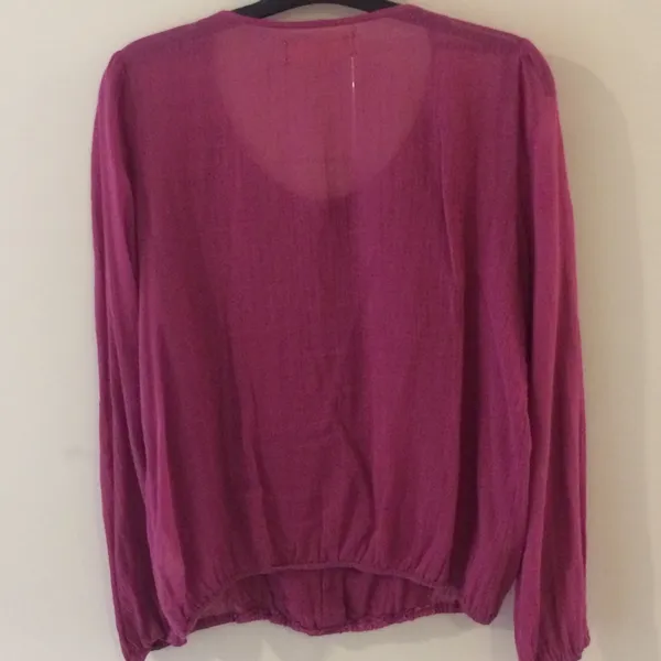 A’Reve Magenta‎ Lace Front Peasant Blouse Sheer Cotton Boho Medium - Image 7
