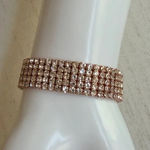 Ellen Tracy Rose Gold Tone Crystal Stretch Watch - Image 3