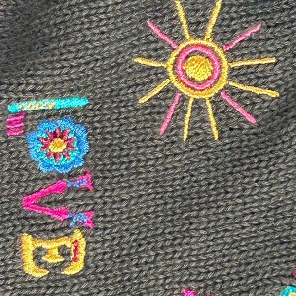 Natural Life Charcoal Doodle Embroidered Beanie NWT - Image 6