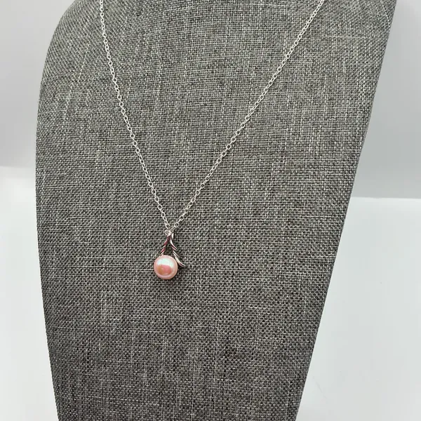 Pink Pearl Christmas Tree Pendant Necklace - Image 3