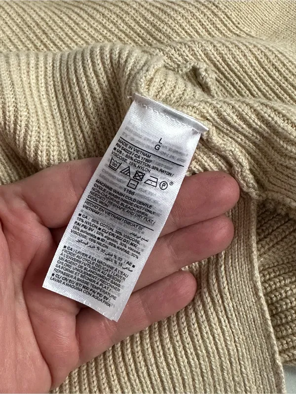 Old Navy Textured Open-Front Cotton Blend Knit Cardigan Sweater Oatmeal Size L - Image 10