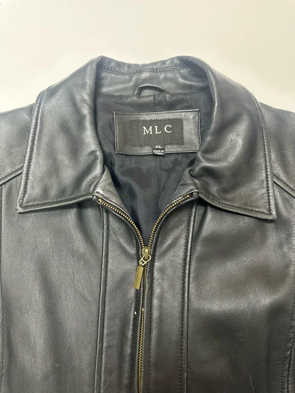 MLC Black Leather Zipper Jacket with Pockets and Acetate Lining | Size XL - Image 11