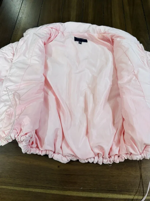 Love Tree Womens Size L Pink Cropped Puffer Jacket Full Zip Drawstring Hem NWOT - Image 10