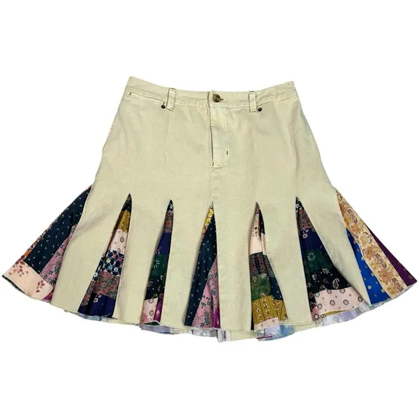 Free People Dark Academia Preppy Menswear Peirrot Scarf Midi Skirt Size 6 - Image 9