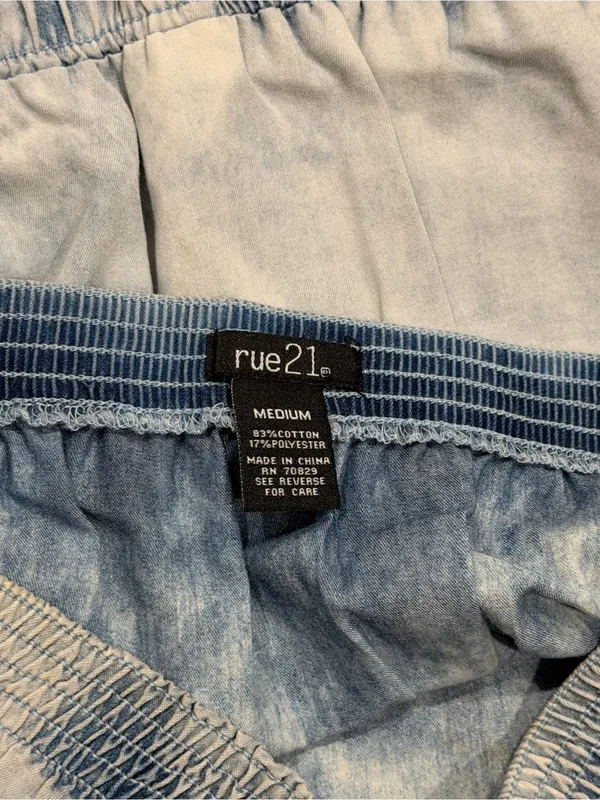 Rue21 Light Wash Denim Strapless Romper Shorts - Light Blue - Image 4