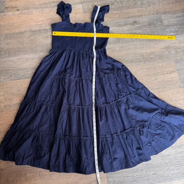 NWT Crown & Ivy Navy Smocked Tiered Midi Dress Ruffle Strap Cotton XL NEW - Image 5