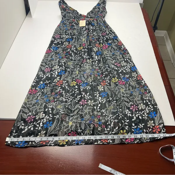 Anthropologie Raga Rain Forest Plunge Neck Maxi‎ Dress Black Floral Medium NEW - Image 10