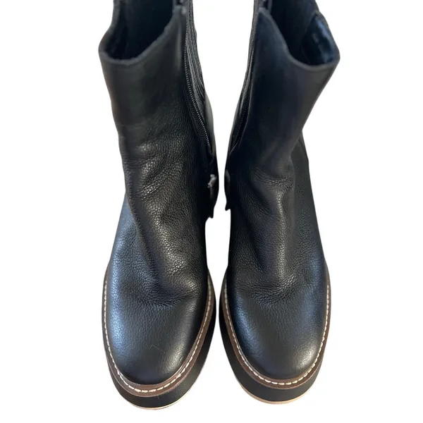 Dolce Vita Hilde Black Leather Platform Zip Up Ankle Moto Boot - Image 3
