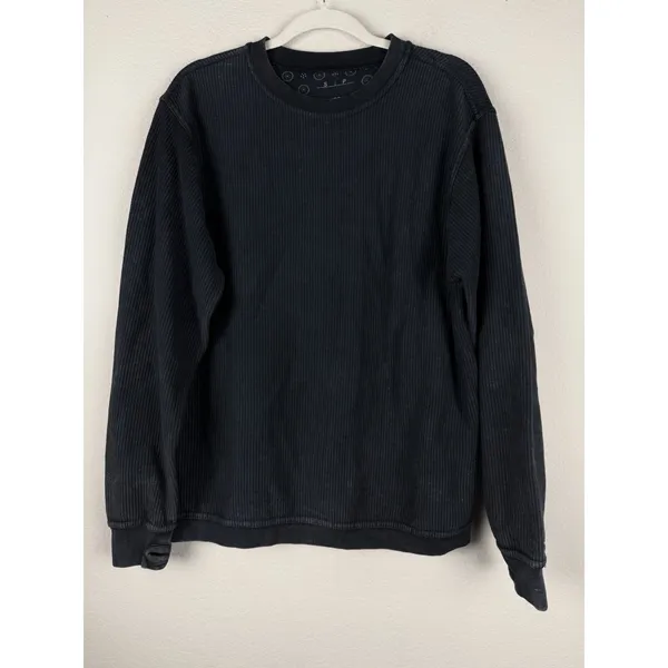 Royce Comfy Corded Top Sweatshirt Women's Small Thumb Holes Black‎ Minimalist - Image 3
