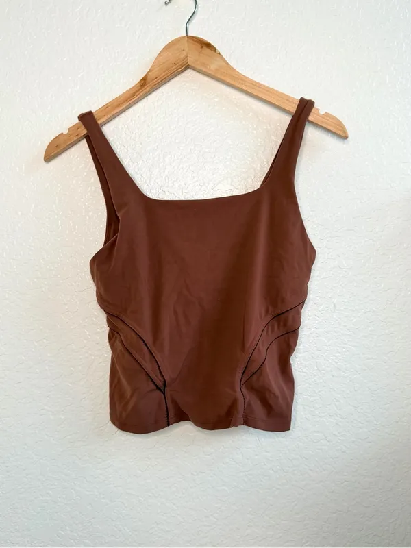 Lululemon Nulu and Mesh Back Shelf-Bra Yoga Tank Top 8 Brown - Image 4