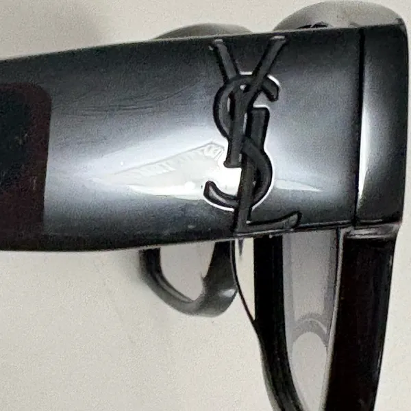 YSL - SAINT LAURENT Acetate Square SLM9 002 Sunglasses Black/Gray - Image 3