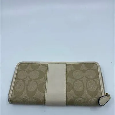 Coach Signature C Zip Around Beige Cream Coated Canvas Wallet - Image 2