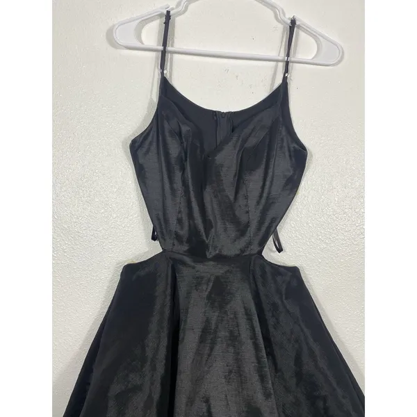 Windsor Black Satin Fit-and-Flare Spaghetti Strap Cutout Dress Size 5/6 - Image 6