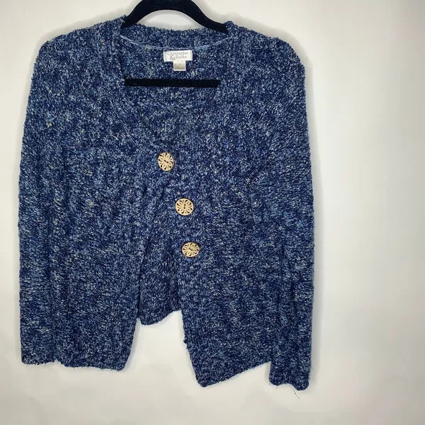 Vintage Blue Cottagecore Cardigan Sweater Sz Medium - Image 5