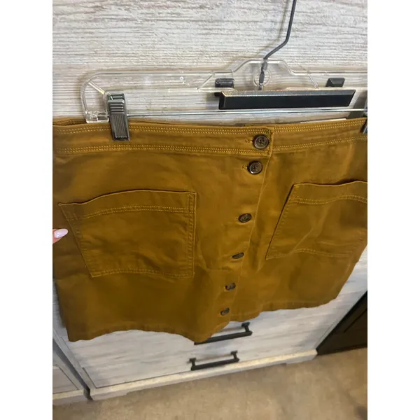 Old Navy Womens Mustard Yellow Button Front Twill Mini Skirt Size 12 NWT - Image 5