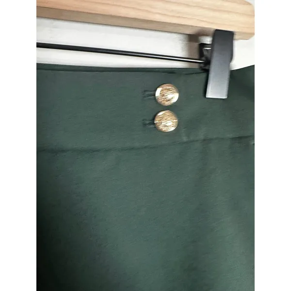 Rachel Zoe Hunter Green Slim Ankle Trousers Gold Button High Rise Pants 6‎ - Image 3