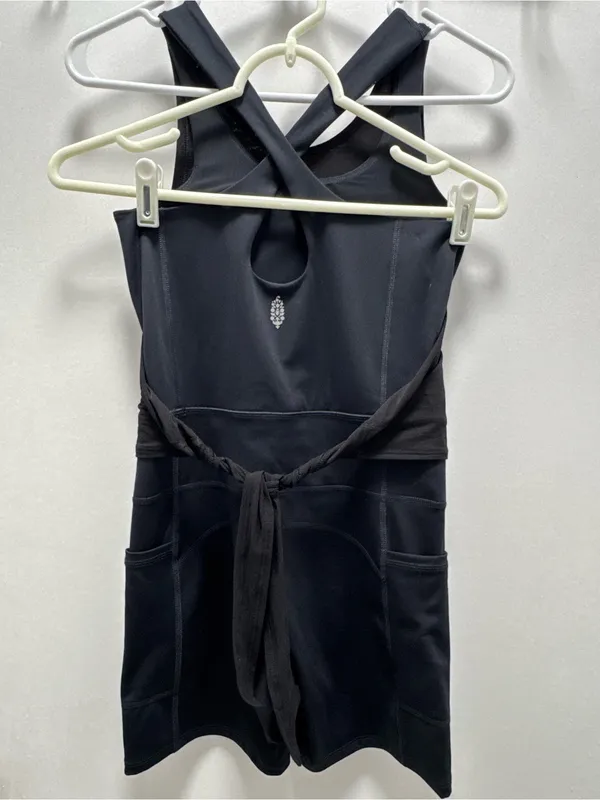 Free People Black Racerback Runner Runsie Athletic Onesie Romper XS NWOT - Image 16