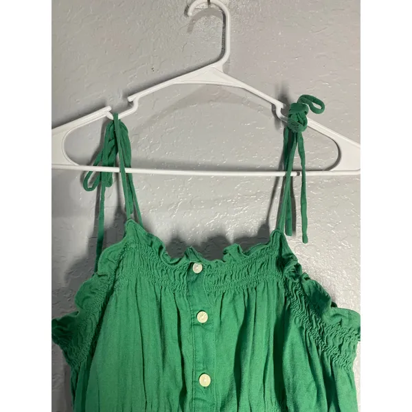 Universal Thread Green Linen Blend Smocked Midi Dress Boho Resort Vacation XL - Image 3