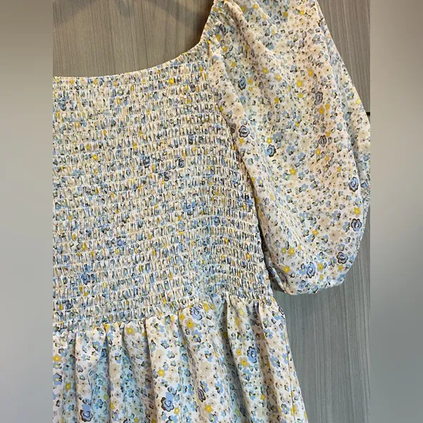 Boho Dress Feminine Floral with Smocked Bodice Medium Cottage Prairie - Image 6