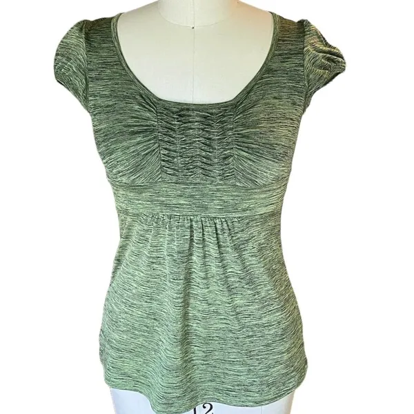 SPEECHLESS Ladies Green Top w/ Belt Tie Back Short Sleeve Tunic Top ~ Size S - Image 2