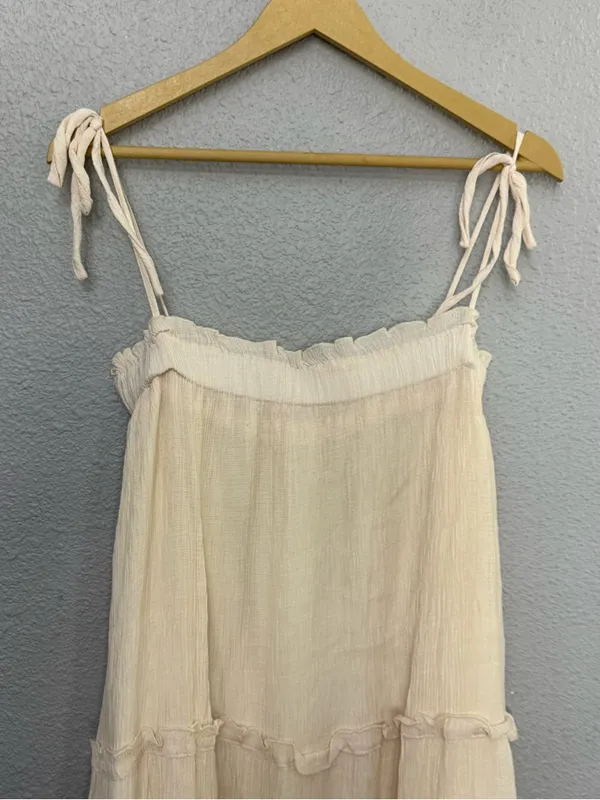 Altar'd State Cream Tiered Tie-Strap Maxi Dress Size Large - Image 2