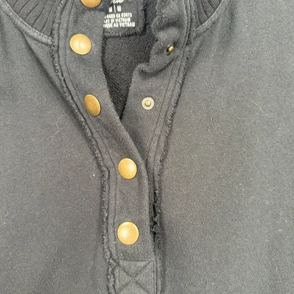 Aerie M Oh Snap Weekend Henley Mockneck Sweatshirt Oversized Relaxed Fit Black - Image 5
