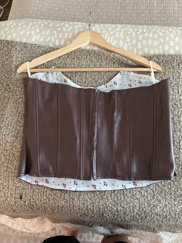 Brown Leather Corset Size L - Image 5