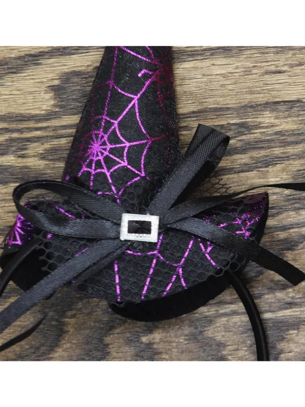 NWT Halloween Spider Web Witch Hat Headband 94634433 Purple Black - Image 4